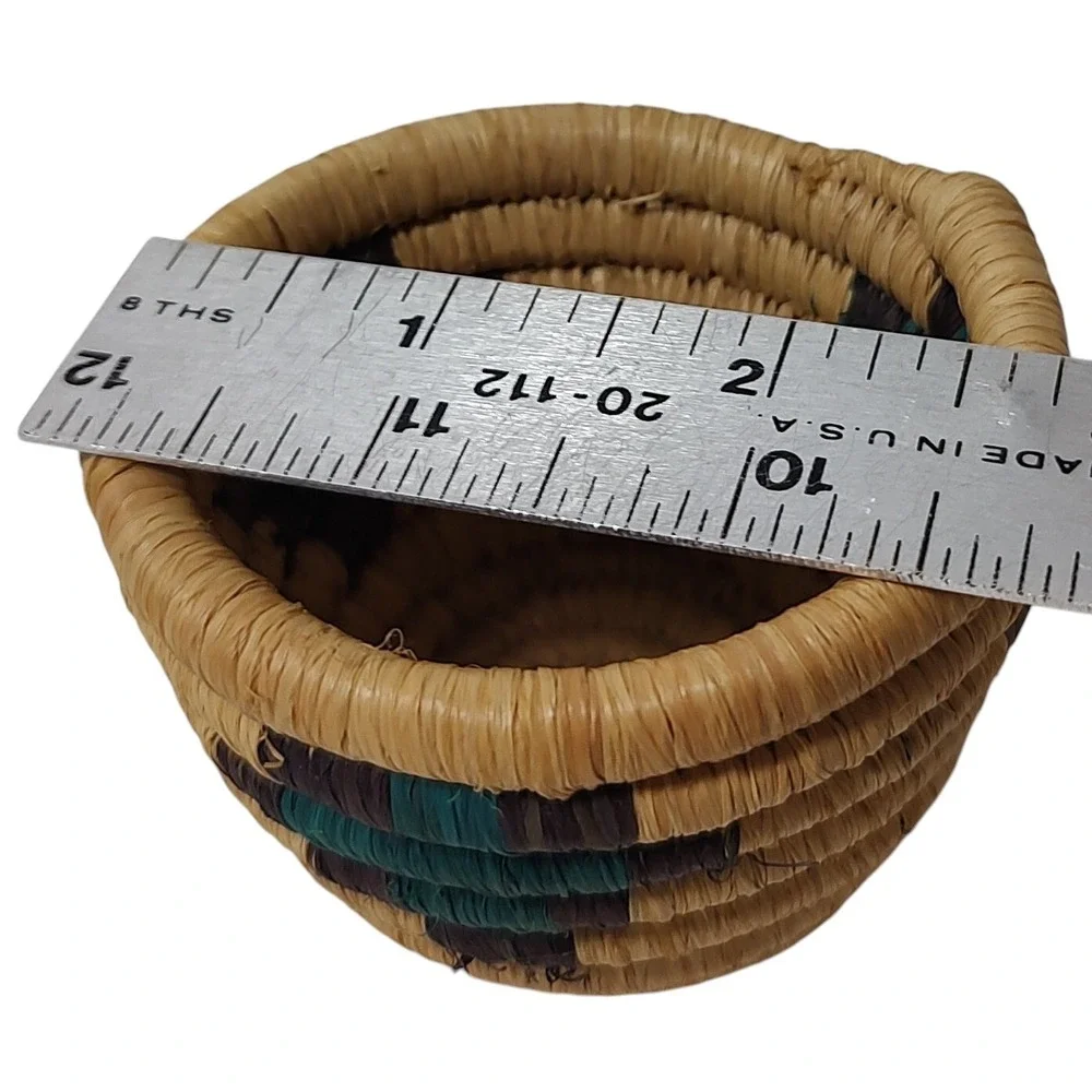 Vintage Crafted African Basket‎ Woven Coil Authentic Tanzania Handmade Two Inch